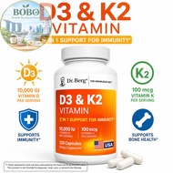 ❤ B0B0 BoutiqueReady Stock Dr. Berg D3 K2 Vitamin - 10,000 IU Vitamin D3 & 100 mcg K2 MK-7 with Bile