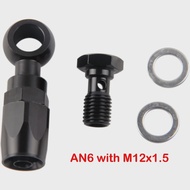 Motorcycle Hydraulic Stainless Steel Nylon Braided AN6 Fuel Oil Hose Fitting Banjo 12 14mm With Clut