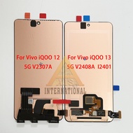 AMOLED ของแท้สำหรับ Vivo IQOO 12 5G V2307A จอแสดงผล LCD สำหรับ Vivo IQOO 13 5G V2408A I2401กรอบจอ LC