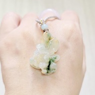 【親翠】天然翡翠 冰黃加綠三彩蓮花調整式繩鏈