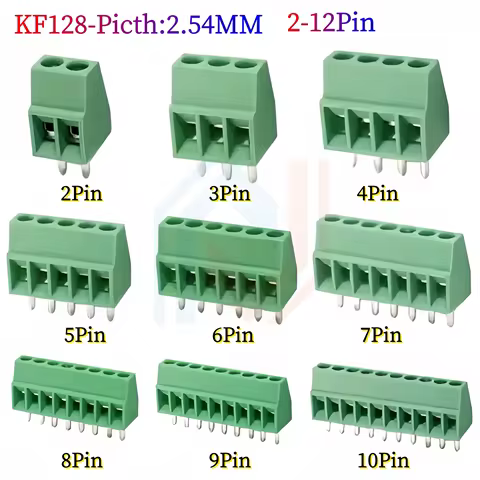 10Pcs KF128 2.54mm PCB Mini Screw Terminal Blocks Connector for Wires KF128-2.54 2P 3P 4P 5P 6P 7P 8