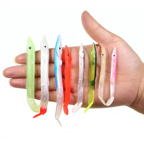 10PCS 7cm 8.5cm 11.6cm Sand Eel Lure Bait Soft Plastic Fish Lure for Sabiki Rig Making Saltwater Fis