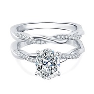 莫桑石 莫桑鑽 2克拉鴿子蛋加扭臂女鑽戒 台北門市 客製化訂製白