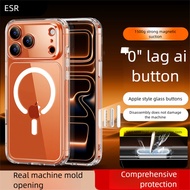 ESR Magnetic Full Coverage Glass Case for iPhone 17 Pro Max Pro Air Camera AI Button 1500g Strong Ma
