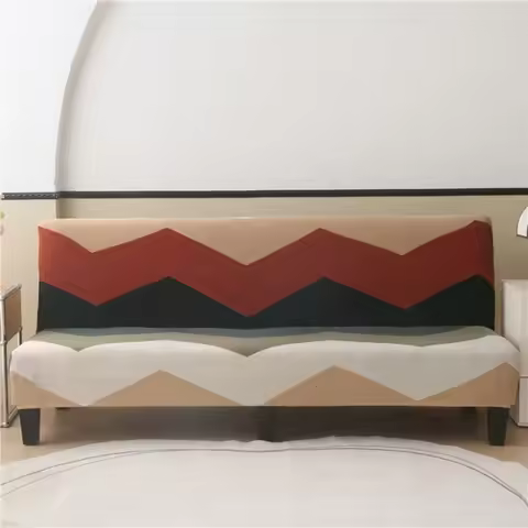 2025 New printed milk silk elastic armless folding sofa bed cover all-inclusive anti-dirty sofa cove