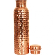 SHIFUHANDICRAFT 100% Pure Copper Water Bottle 34oz Hammer Pattern Copper Water Bottle for Drinking A