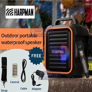 HARPMAN Portable Speaker 6.5 inch wireless 15W Speaker Box PA System With Handheld Wireless Mic Blue