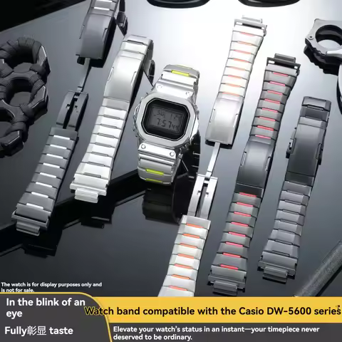 Metal Bezel + Stainless Steel Watchband Strap for Casio G-Shock DW5600 GWM5610 G5600E GWB5600, Watch