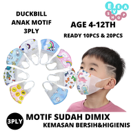 Masker duckbill anak / Masker duckbill anak SACHET 20PCS / Masker duckbill anak motif / Masker duckbill anak 20pcs