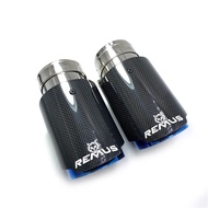 1Pcs Single Car Exhaust tip Blue Pipe Glossy Plain Carbon Muffler Pipe For BMW Benz Audi Porsche CX-