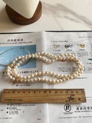 日本akoya海水珍珠毛衣鏈。帶日本真科研證書
