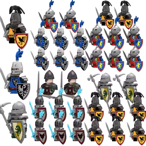 Kids Toys Medieval Wars Castle Knights Wolf Pack Warriors Military figures Small Particles Building 