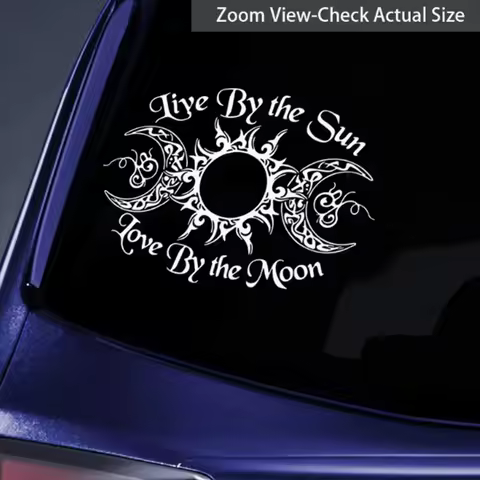 Live By The Sun Love By The Moon Witch Runes Goddess Car Stickers For Laptop, Bottle, Truck, Phone,
