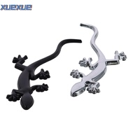 XUEXUE 4pcs Gecko Car Stickers, 10*3.8cm Silver and Black  Gecko Metal Car Emblem, Exquisitely Desig