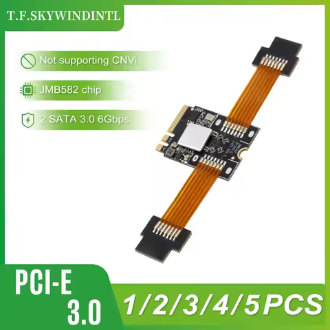 M.2 Wifi To 2 SATA 3.0 Adapter PCI-E 3.0 M.2 KEY-A Or KEY-E To SATA Extension Cable JMB582 Chip Supp