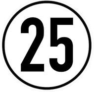 Speed Sticker 25 km/h (Diameter 20 cm) - Premium Film, Self-Adhesive, Weather-Resistant | According 