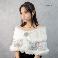 Premium White Lace Fur Wedding Party Bolero Bbp008