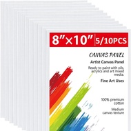 5/10 Pcs Canvas Boards for Painting, 8x10 Inch Blank Flat Canvas Panels Gesso Primed for Acrylic Oil