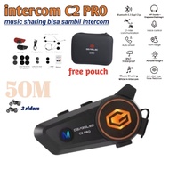 INTERCOM Gearelec C2 PRO music sharing while intercom 2 riders 50 m (get 2 mics) FREE POUCH