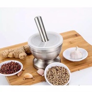 Large stainless Mortar Pestle Pounding Kitchen Spices And Medicine 10