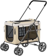 Dog Stroller for Large Multiple Dogs Cats 2 in 1 Pet Strolling Cart with Removable Carrier One Click