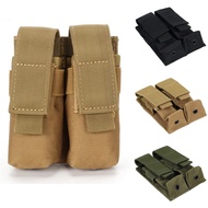 9mm Molle Double Pistol Magazine Pouch Mag Holster Flashlight Holder EDC Tool Waist Bag Vest Pouches
