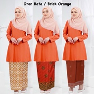 💥(SIZE XS-5XL) TEMA SEDONDON BAJU KURUNG OREN BATA / BRICK ORANGE - KURUNG RIAU MODEN BATIK SONGKET 