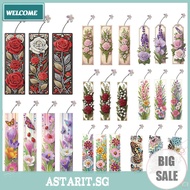 3Pcs Flower DIY Diamond Bookmark Art Projects with Butterfly Pendants Diamond Painting Art Bookmarks