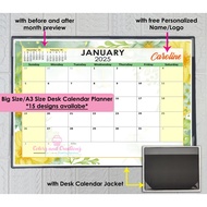 A3 Size | Big Size 2025 - 2026 Desk Calendar Planner w/ Personalized Name/Logo | Quality Designs