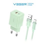ชุดชาร์จเร็ว VEGER VC-AC20W06 & V-AC06 หัวชาร์จเร็ว PD20W ช่องชาร์จ USB-A/Type-C พร้อมสายชาร์จเร็ว U