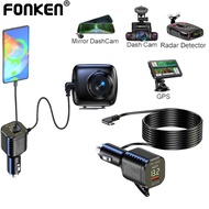 Fonken DVR Car Charger Type C Cable QC3.0 Power Cable USb Type C Car Charger Adapter