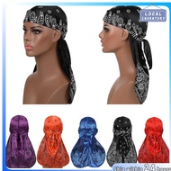 Inspired Silky Durag Cap Unisex Wave Hat Long Tail Headwraps Silky Durag Head Wrap Bandana Wave Hats