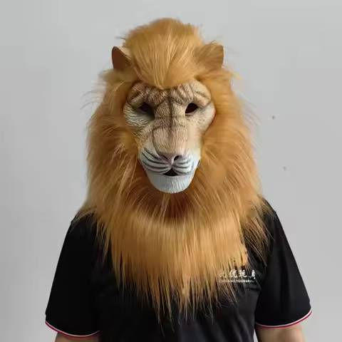 Beast Lion Mask Cosplay White Lion Animal Latex Helmet Carnival Dress Up Halloween Party Costumes Pr