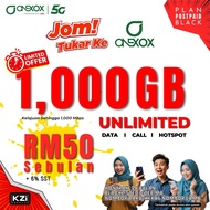 SIMKAD ONEXOX PLAN B50 | 1000GB KONTRAK 24 BULAN | UNLIMITED HIGHSPEED | UNLIMITED HOTSPOT | UNLIMIT