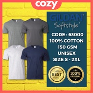 Men Women Unisex Plain Round Neck T Shirt Baju Tshirt Lelaki Kosong Oversize Gildan Softstyle 100% Cotton 63000