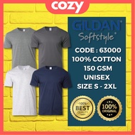 Men Women Unisex Plain Round Neck T Shirt Baju Tshirt Lelaki Kosong Oversize Gildan Softstyle 100% C