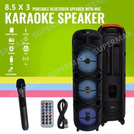 Supermax  BK 8803 8.5 X 3INCH Karaoke Portable Party bluetooth  Wireless Speaker  with 1 wireless mi