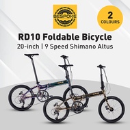 RD10 Foldable Bicycle | 20 Inch | Oil Slick | 9 Speed Shimano Altus