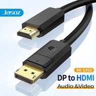 Jasoz DP to HDMI Cable 4K DisplayPort Male To HDMI Male Audio and Video in Sync For Computer To TV Laptop Monitor