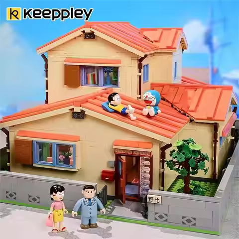 New Keeppley Building Block Original Doraemon Nobita Big House Street View Model Puzzle Decorations 
