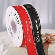 2.5cm Gold Edge Threaded Gilding Ribbon ETERNAL Gift Printing Ribbon Cake Wrapping Flower Light Luxu