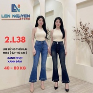 L38 [Up to Nguyen Store] Women's High Waist Flared Jeans (Beef) 2 Buttons, Length 92-93cm, Size 40kg