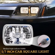 7/5 Inch Car Square Headlight 6052 Glass Clear Lens Diamond Cut White Lamp For H4/P43 Bulb OBD2 Car 
