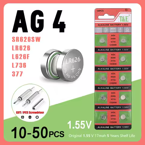 10PCS-50PCS 1.55V AG4 377 Button Batteries SR626SW SR626 Cell Coin Alkaline Battery 177 376 626A LR6