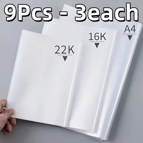 9pcs Waterproof PVC Book Cover for A4/16K/22K Books - Durable Stationery Protector, Office & School 