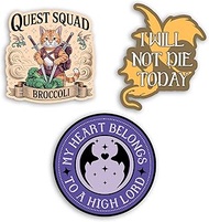 Set 3Pcs Quest Squad Broccoli My Heart Belongs I Will Not D*e Today Sticker Acotar Fourth Wing Book