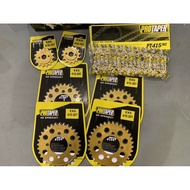PROTAPER 415 HD EX5/DREAM/WAVE100 SPROCKET SET GOLD WITH MX CHAIN
