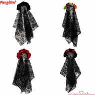 FENGLIN1EG Floral Lace Veil, Lace Material Performance Prop Ghost Bride Headband, Spooky Gothic Spoo