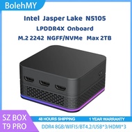 SZBOX T9 PRO Mini PC Intel Jasper Lake N5105 LPDDR4X 12GB SSD M.2 2242 NGFF/NVMe Max 2TB WIFI5 BT4.2