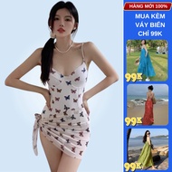 One-piece beach Bikini with cape, super pretty lady's butterfly pattern swimsuit 9149 D3T5 K05